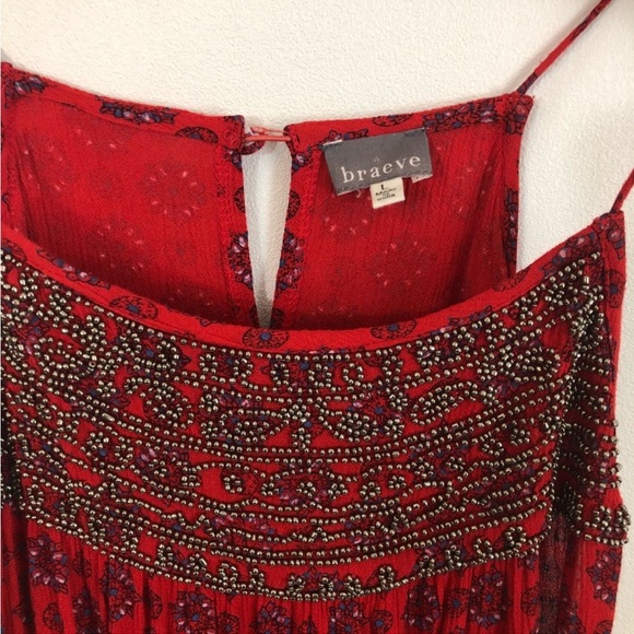 Braeve beaded Swing Halter Dress Red L - Picture 2 of 6